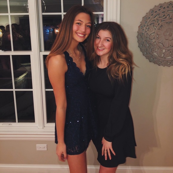 Navy blue homecoming/formal dance dress w glitter - Picture 1 of 6